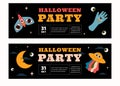 A set of two horizontal Halloween party banner templates. Royalty Free Stock Photo