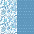 Set of two horizontal seamless floral pattern with paisley and fantasy flowers border. Hand drawn texture for clothes Royalty Free Stock Photo