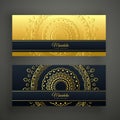 Set of two luxury mandala golden banners Royalty Free Stock Photo