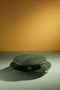 Set of two marble trays with overlapping legs on green table