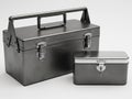 Set of two metal storage boxes Royalty Free Stock Photo