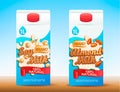 Set of two milk tetra packs with different tastes.