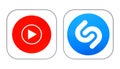 Set of two music Apps: Shazam and new YouTube Music icons