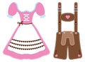 Set Of Two Oktoberfest Icons Dirndl And Leather Trousers
