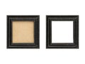 Set of two old black wood picture frames with passepartout