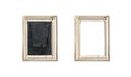 Set of two old silver wood picture frames with passepartout