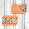 Set of two ornamental floral mandala cards, visiting template, o Royalty Free Stock Photo