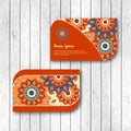 Set of two ornamental floral mandala cards, visiting template, r Royalty Free Stock Photo