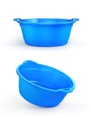 Set of two plastic basin in different view, isolation on a white