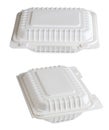 Set of two plastic food containers for take away, isolated on white background Royalty Free Stock Photo