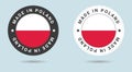 Set of two Polish stickers. Made in Poland. Simple icons with flags.