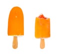 Set of two popsicles in orange glaze Royalty Free Stock Photo