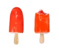 Set of two popsicles in red glaze Royalty Free Stock Photo