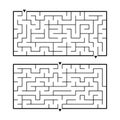 A set of two rectangular labyrinths. Simple flat vector illustration isolated on white background. Developmental game for children Royalty Free Stock Photo