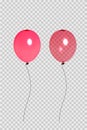 Set of two red balloons. Isolated on transparent background. Element for the design of postcards, booklets, congratulations, holid Royalty Free Stock Photo