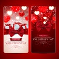 Set of two red valentines day cards with hearts Royalty Free Stock Photo