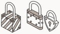 Set of Two Robust Padlocks for Enhanced Security, vector design Generative AI Royalty Free Stock Photo