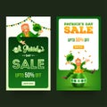 Set of two sale template or flyer design with 50% discount offers for St. Patrick`s Day. Royalty Free Stock Photo