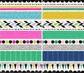 Set of two seamless colorful creative doodle striped pattern Royalty Free Stock Photo