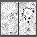 Set of two seamless floral doodle pattern. stoc illustrat Royalty Free Stock Photo