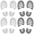 Set of two seamless patterns with a footprint of shoes.