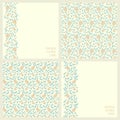Set with two seamless vector patterns and two seamless border cards with vintage print arabesque floral design Royalty Free Stock Photo