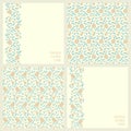 Set with two seamless vector patterns and two seamless border cards with vintage print arabesque floral design