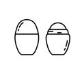 Set of two separate roll deodorant packs. Closed and open bottle without cap. Contour isolated vector emblem on white background.