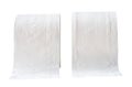 set of two separated tissue paper rolls isolated on white background with clipping path. Front view photo of tissue roll