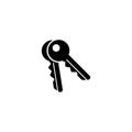 Set of two simple, black, vector keys on a keyring Royalty Free Stock Photo
