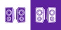 Set of two simple flooded with color musical speakers icons.