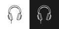 Set of two simple linear headphones icons.