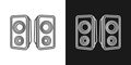 Set of two simple linear musical speakers icons.