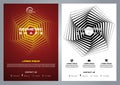 Set of two simple modern flyer, cover template design with dotted spiral element on gadient background