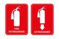 Set of two stickers or banners with fire extinguisher silhouette and inscription