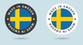 Set of two Swedish stickers. Made in Sweden. Simple icons with flags. Royalty Free Stock Photo