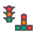 A set of two traffic lights with different arrangement of sections. Traffic light. An illustration depicting a traffic Royalty Free Stock Photo