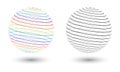 Set of two transparent spheres with lines as icon or logo Royalty Free Stock Photo