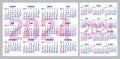 Set of two types of design for the back side of pocket calendar for 2024. Template for design. Color vector illustration