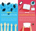 Set of two vector education banners. Preparing for examinations