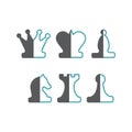 Chess figures king, queen, bishop, knight, rook, pawn from two halves Royalty Free Stock Photo