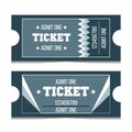 Set of two vector tickets for events for men, boys and guys in blue colors isolated on white background. Invitation for one. Royalty Free Stock Photo