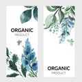 Set of two vertical banners with blue watercolor florals Royalty Free Stock Photo