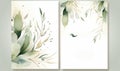 Set of two vertical banners with watercolor succulents and leaves. Generative AI Royalty Free Stock Photo