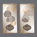 Set of two vintage labels with white and black truffles.