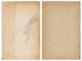 Browned Vintage Paper Set with Pencil Scribble Marks on One Page Royalty Free Stock Photo