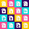 Set TXT file document, PHP, PDF, RAW, EPS, RUBY, JS and OBJ icon. Vector Royalty Free Stock Photo