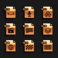 Set TXT file document, PNG, XLS, PSD, HTML, MOV, 3DS and XML icon. Vector Royalty Free Stock Photo