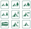 Set of tylized icons of tourist tent