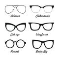 Set types of sunglasses